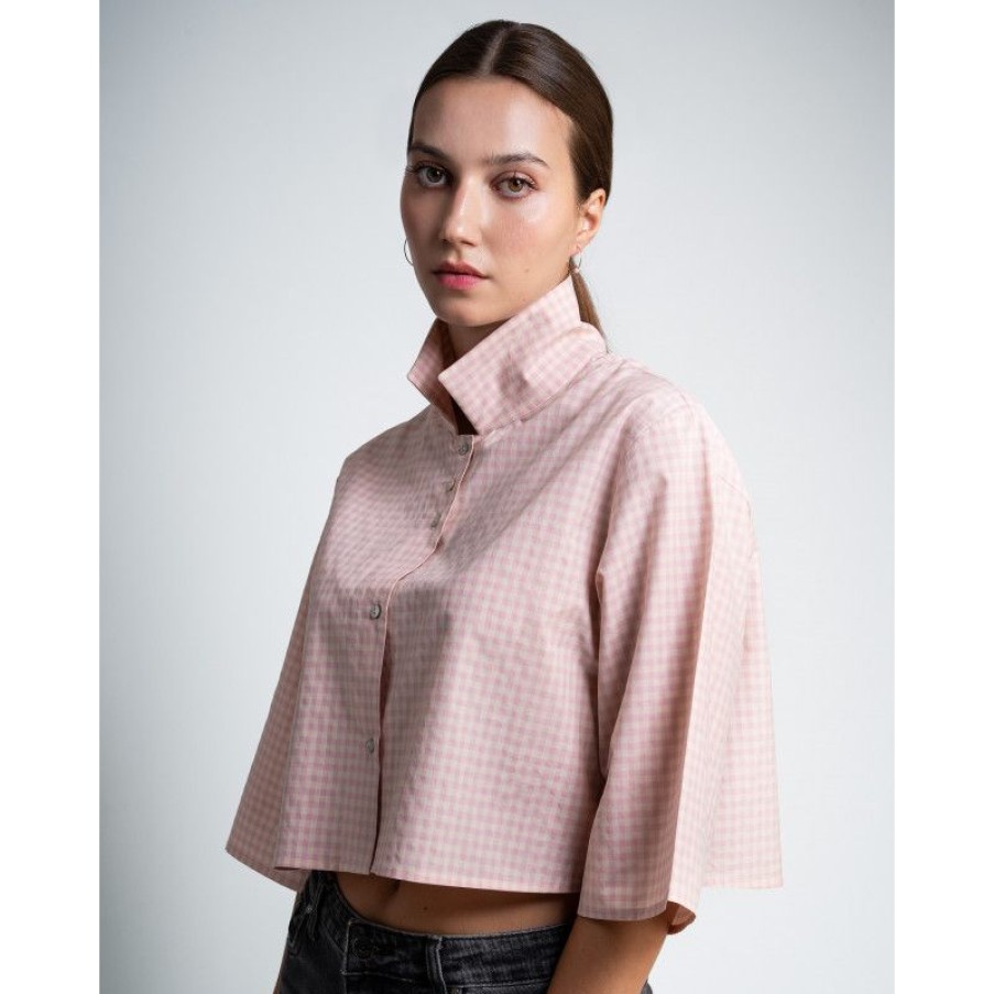 Abbigliamento MELIDÉ | Camicia Crop Rosa Quadretti