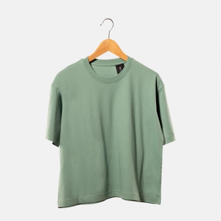 Abbigliamento MELIDÉ Tshirt Semplici | The Oversize Crop Verde Chiaro